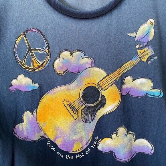 Rock and Roll Hall of Fame PEACE & DOVE Navy Ombre T-Shirt Woman’s Fitted XL - Picture 2 of 10